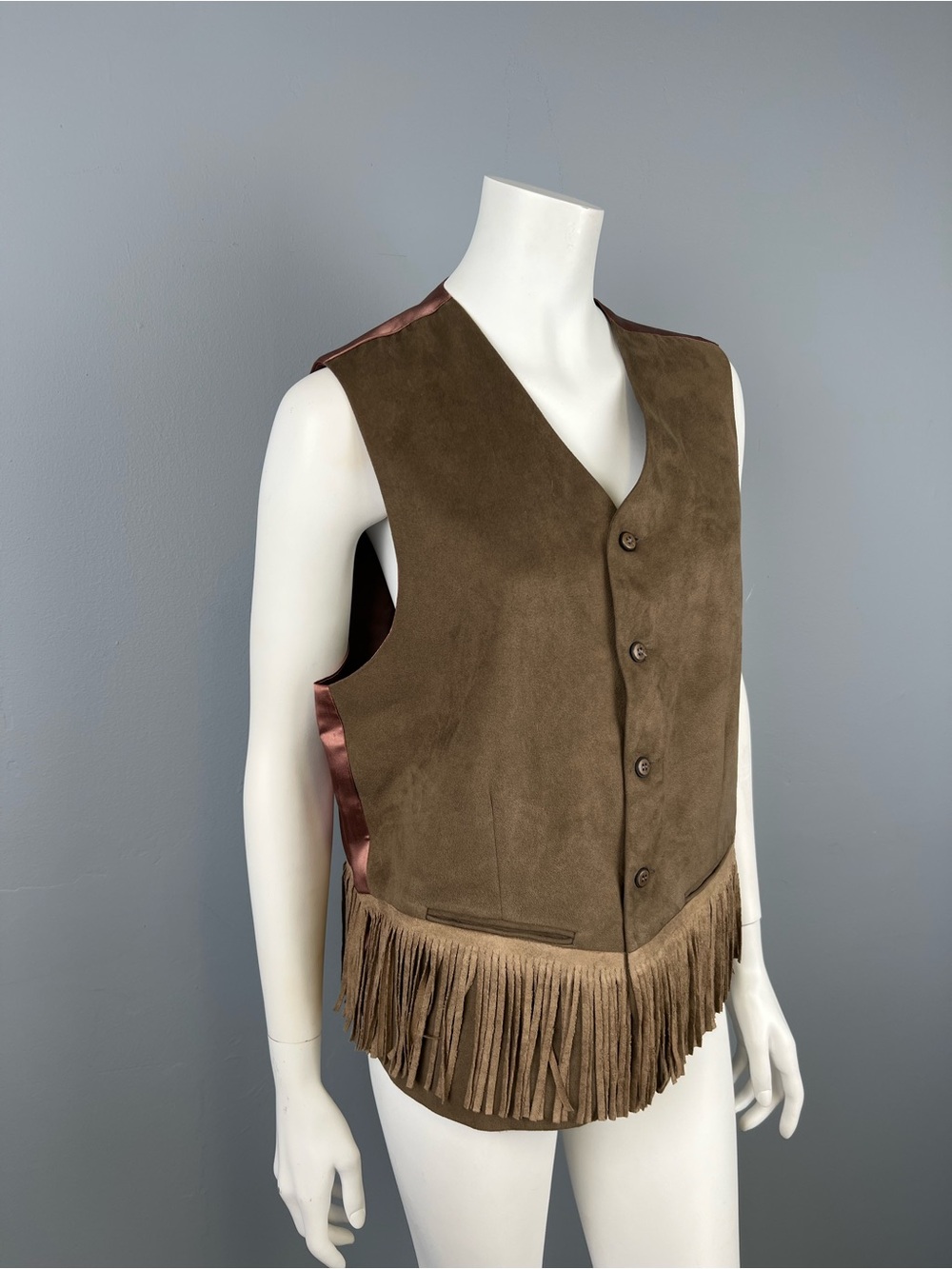 Bosa Faux Suede Brown Suede Fringe Vest